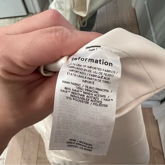 Reformation Pacie Satin Dress Lace Up Back - Picture 10 of 12